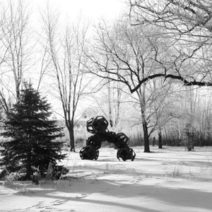 Winter Morning Landscape with Sculpture
